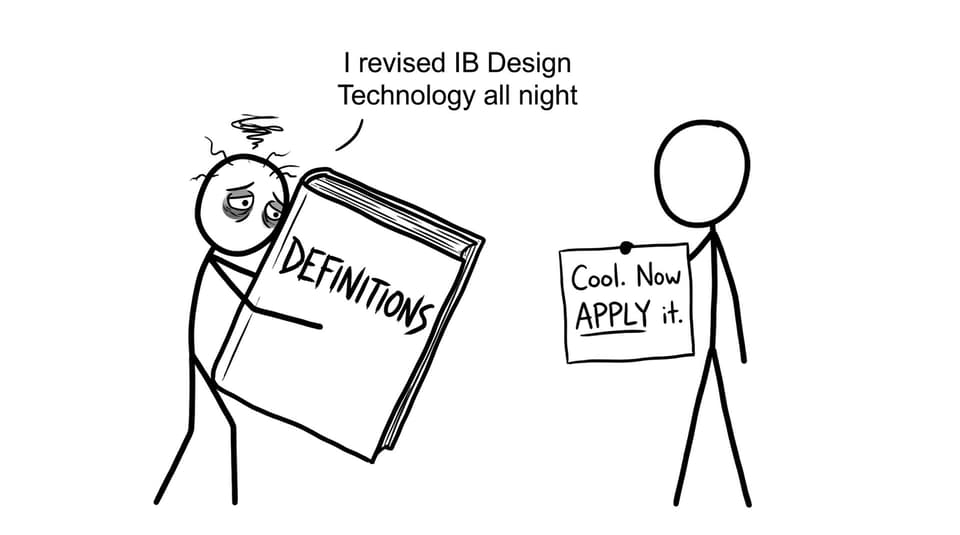 A student memorises definitions while the examiner asks for application