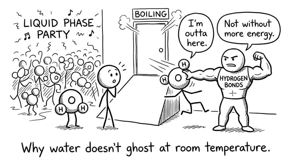 Bouncer hydrogen bonds at the boiling door