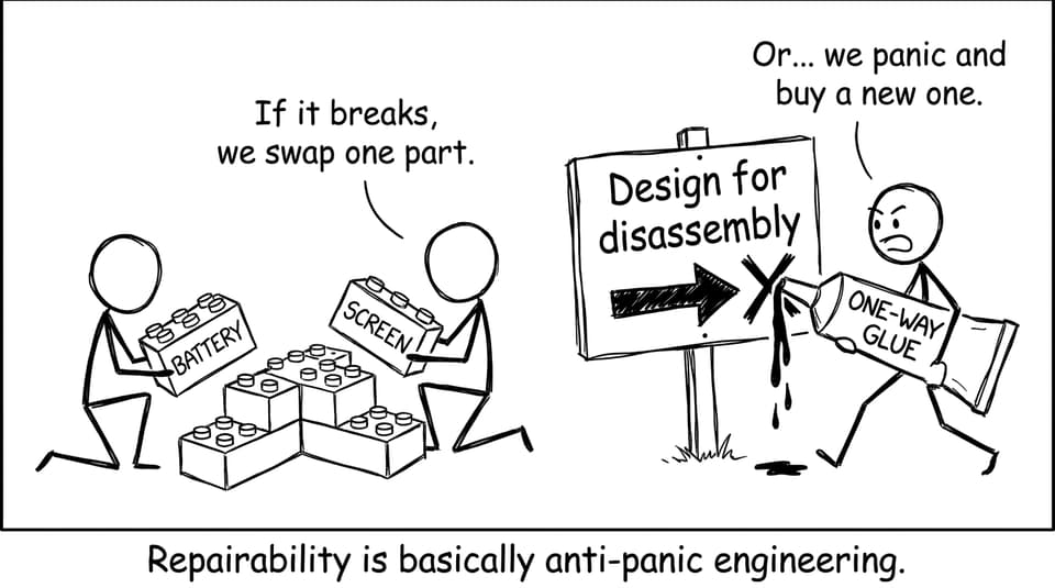 IB Design Technology comic: repairability vs panic buying