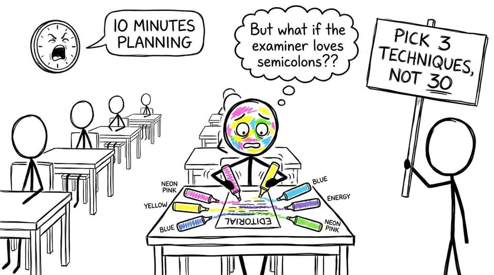 Comic about over-highlighting in exam