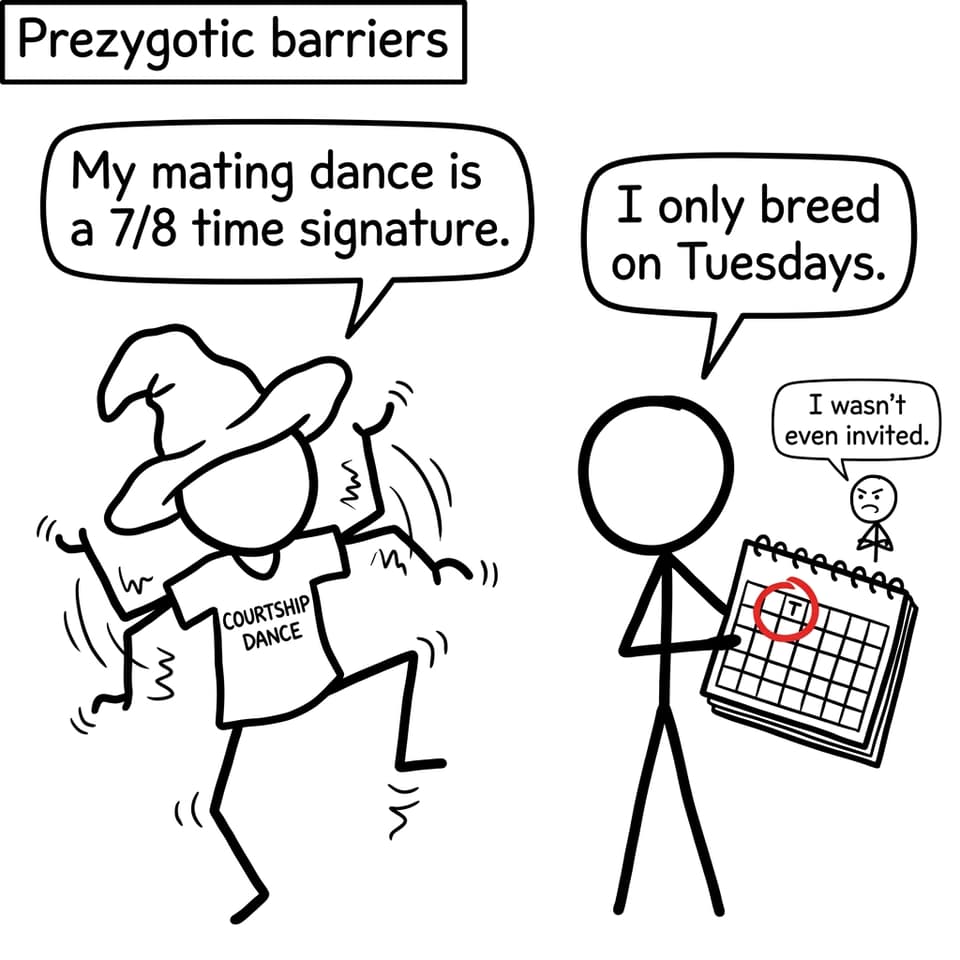 Prezygotic barriers as awkward mismatches
