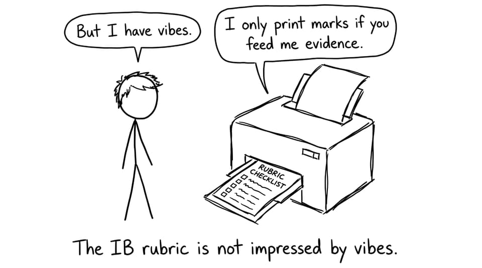 The IB rubric is not impressed by vibes