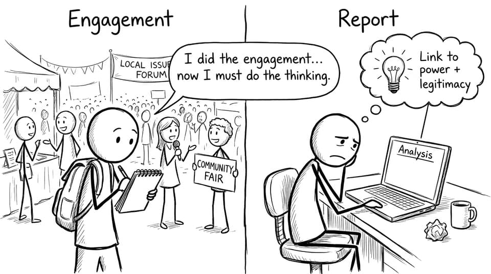 Engagement vs report thinking comic
