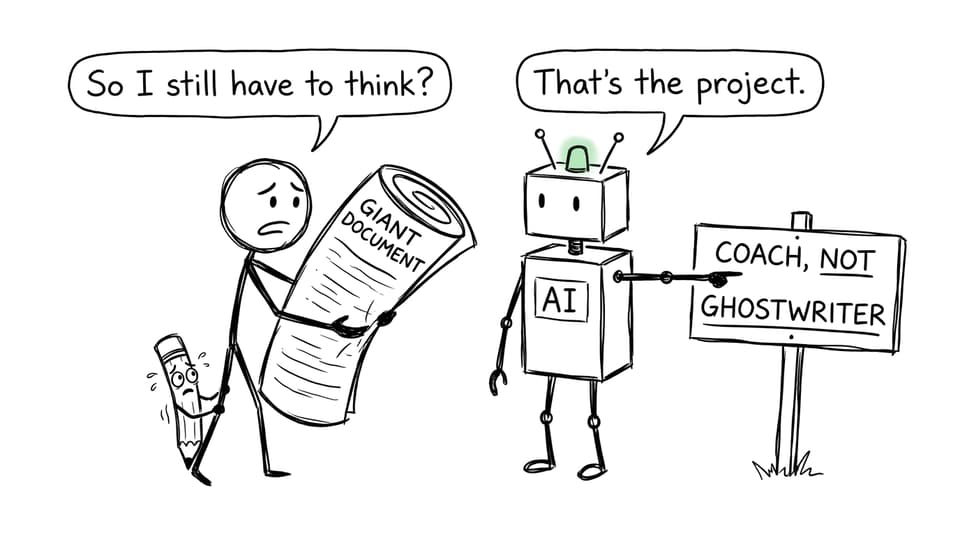 An AI explains that coaching is not ghostwriting