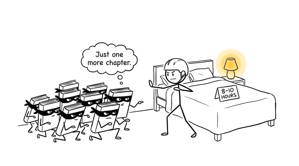 Textbooks attempt to steal sleep from a teenager guarding an eight-to-ten-hour museum exhibit