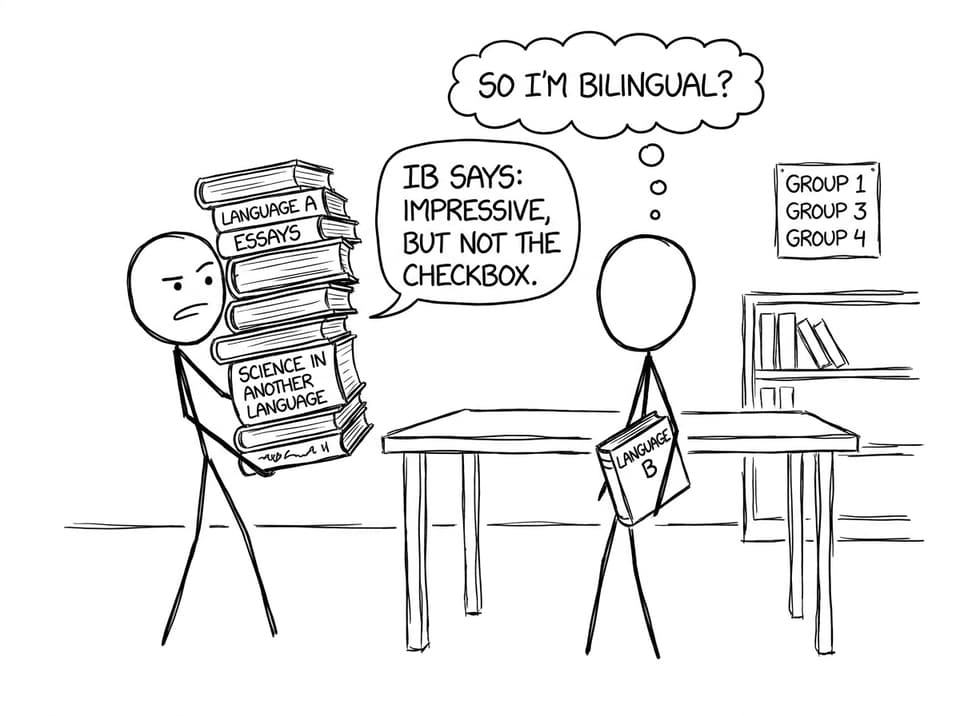 Comic about Language B not being the checkbox
