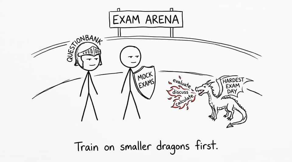 Exam arena training on smaller dragons first