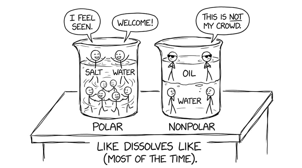 Like dissolves like, student edition