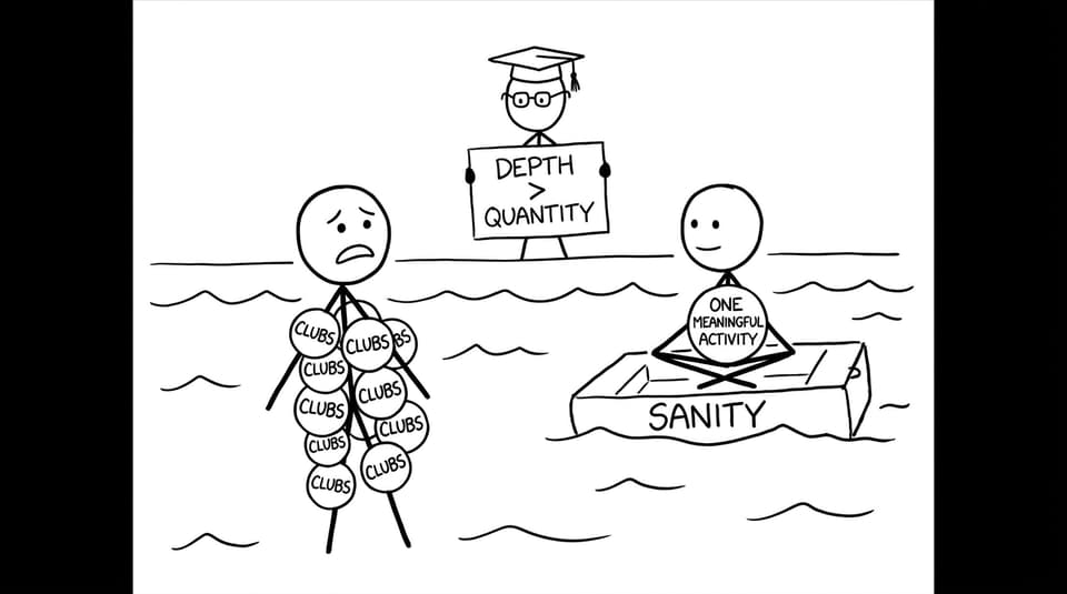 Two students: one sinking under too many clubs, one afloat with one meaningful activity