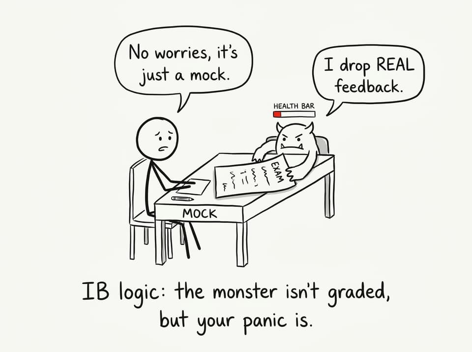 IB mock as a boss fight (XKCD style)