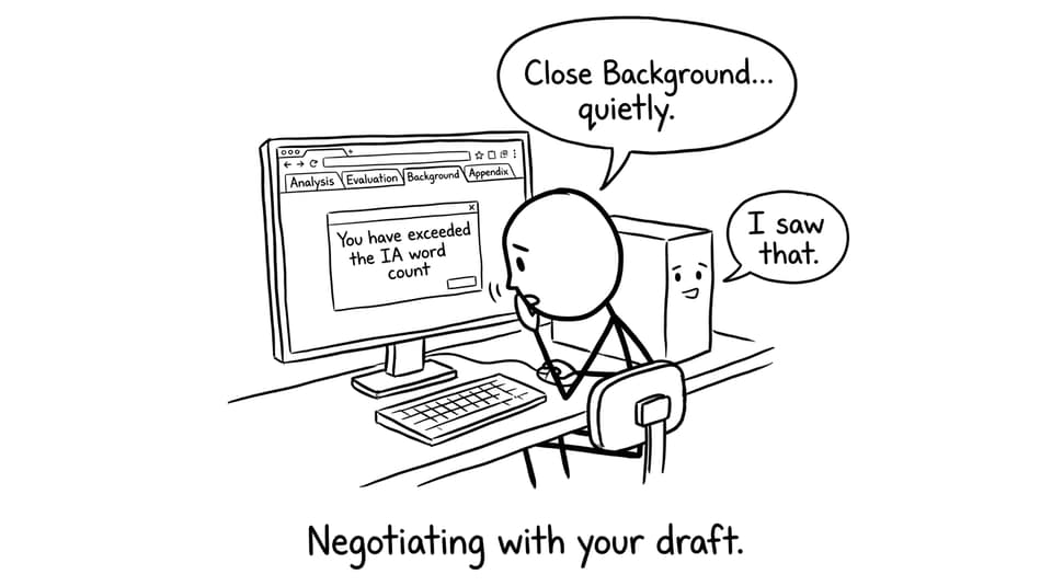 Laptop pop-up: “You have exceeded the IA word count”