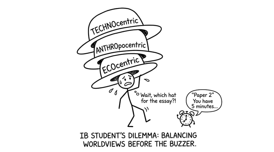 Three EVS hats, one stressed student