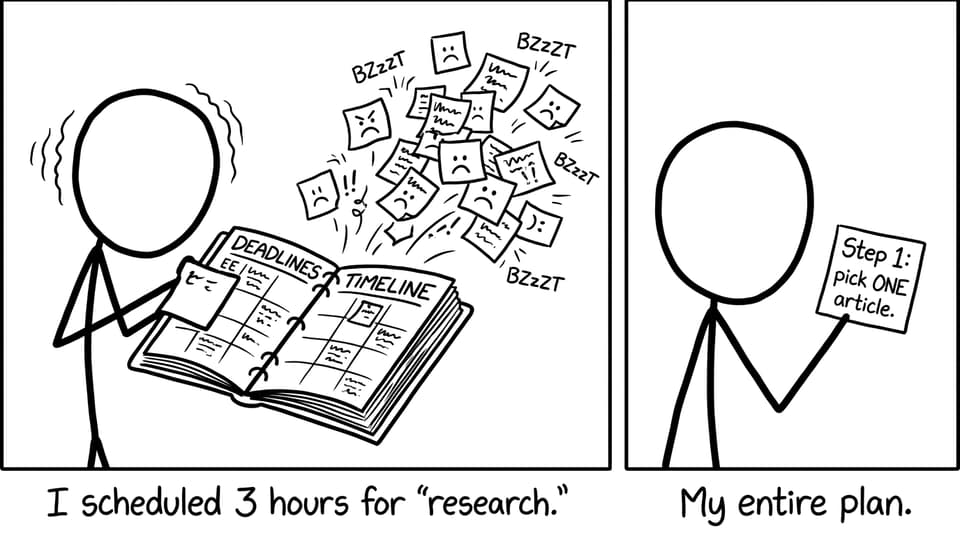 Sticky notes swarm out of an EE planner