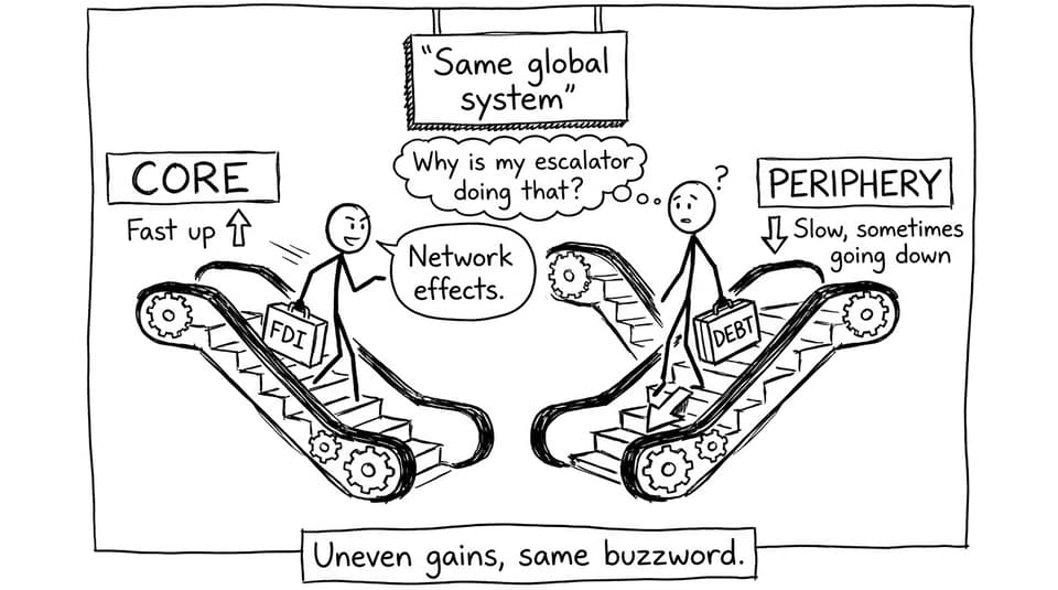 Core vs periphery escalators comic