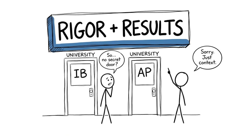 A parent discovering that IB and AP lead to the same contextual admissions review