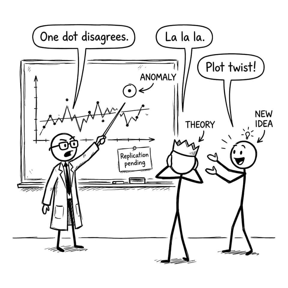 Comic about anomaly and theory