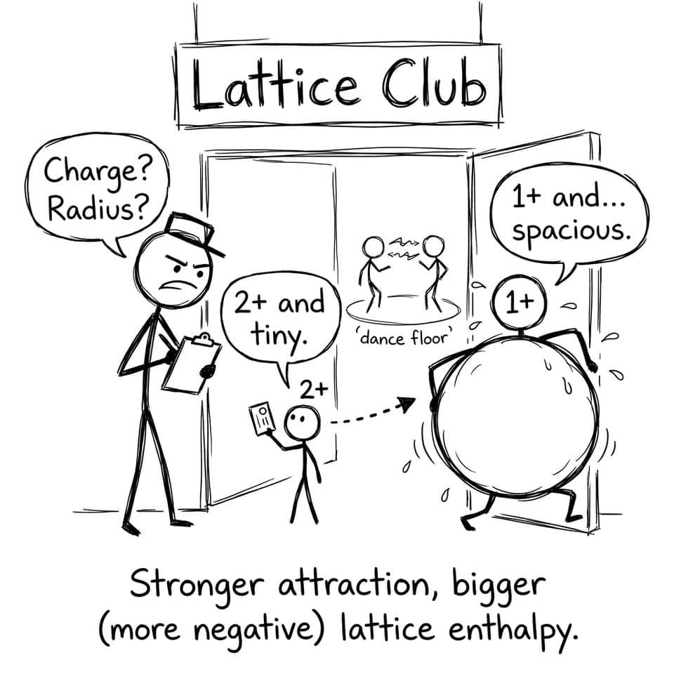 Comic about charge and radius at the “Lattice Club”