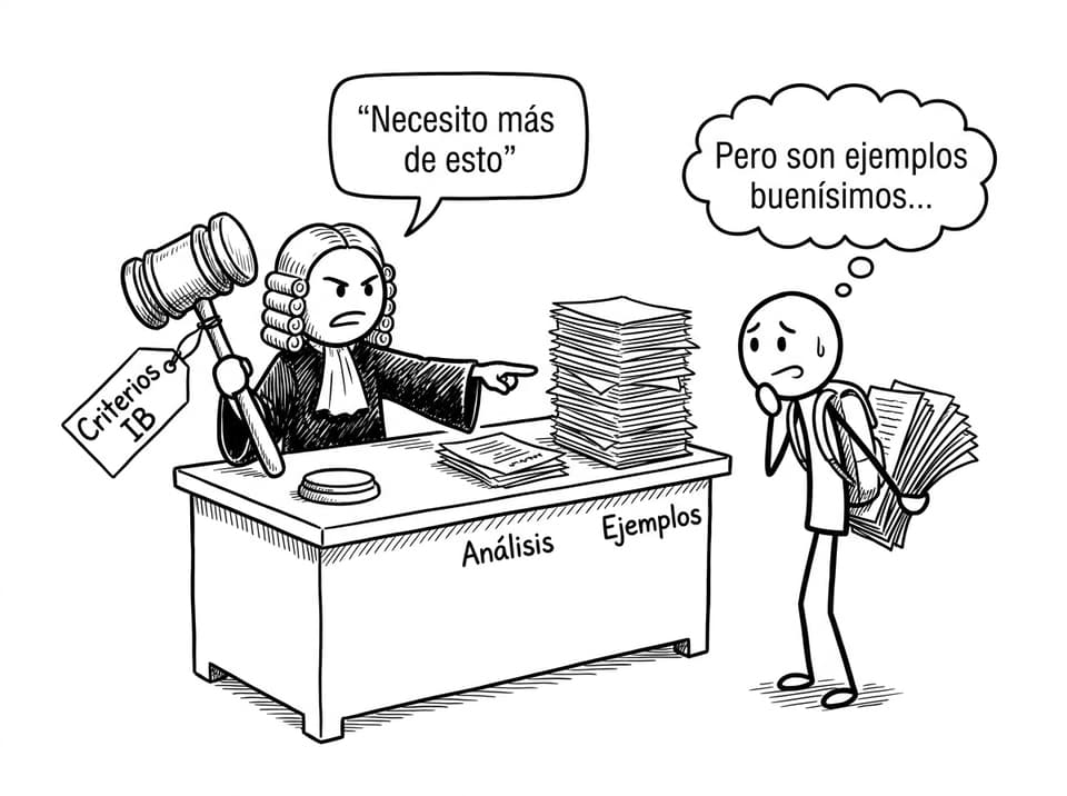 Criterios IB vs pilas de ejemplos (cómic)