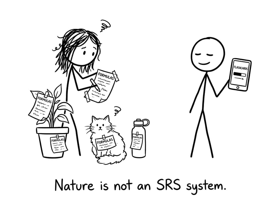 Spaced repetition vs taping formulas to a plant