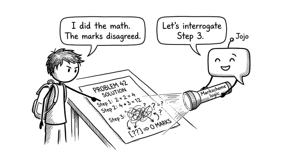 Jojo AI shines a flashlight on markscheme logic