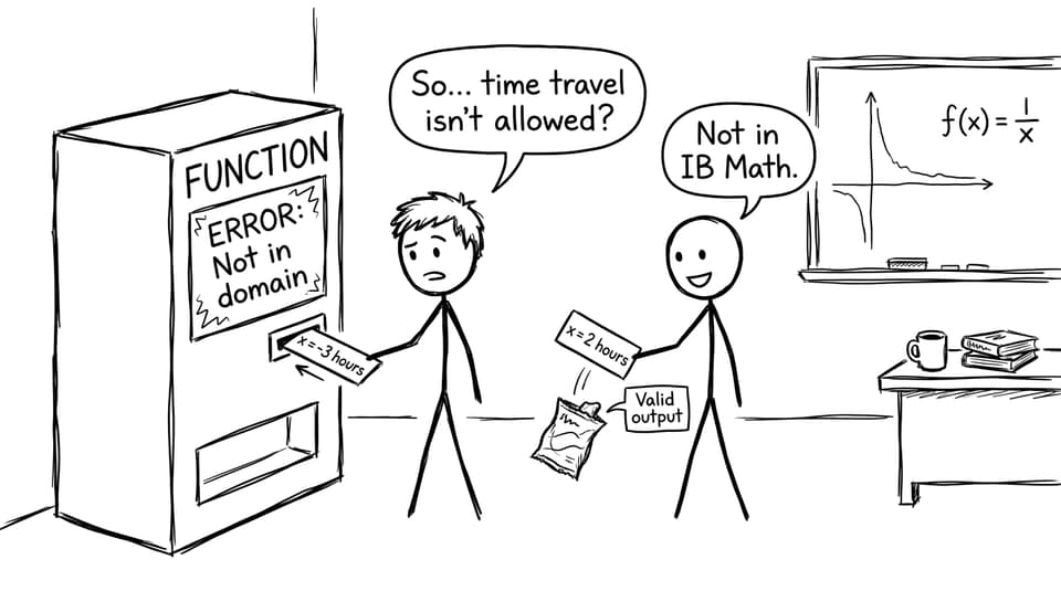 A vending machine labeled FUNCTION rejects x=-3 hours