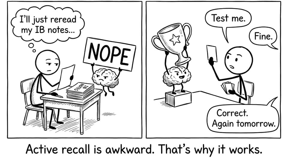 Comic about rereading vs flashcards