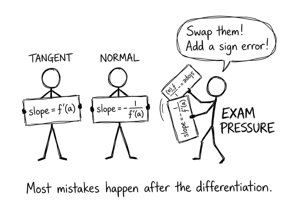 Tangent and normal signs getting swapped by exam pressure