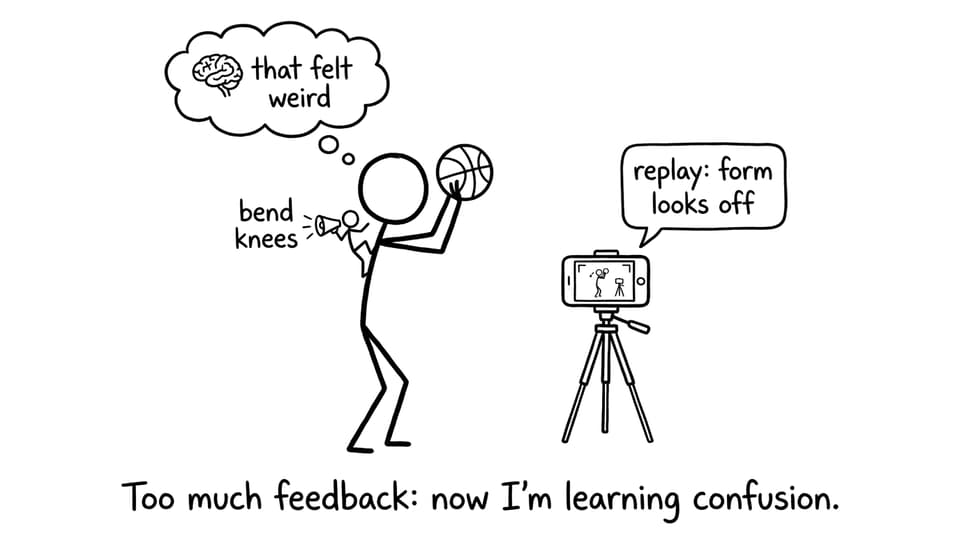 Stick figure overwhelmed by feedback sources