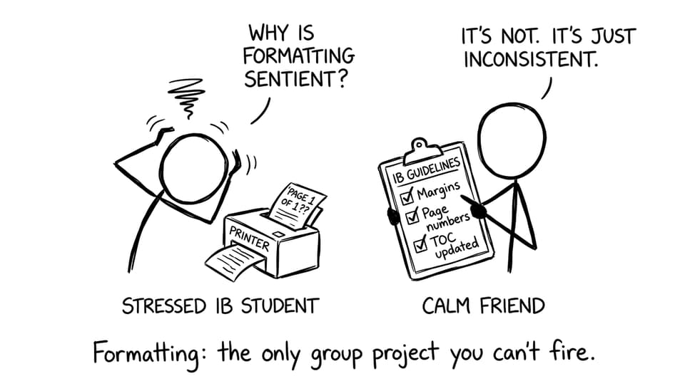 A stressed student fights formatting gremlins