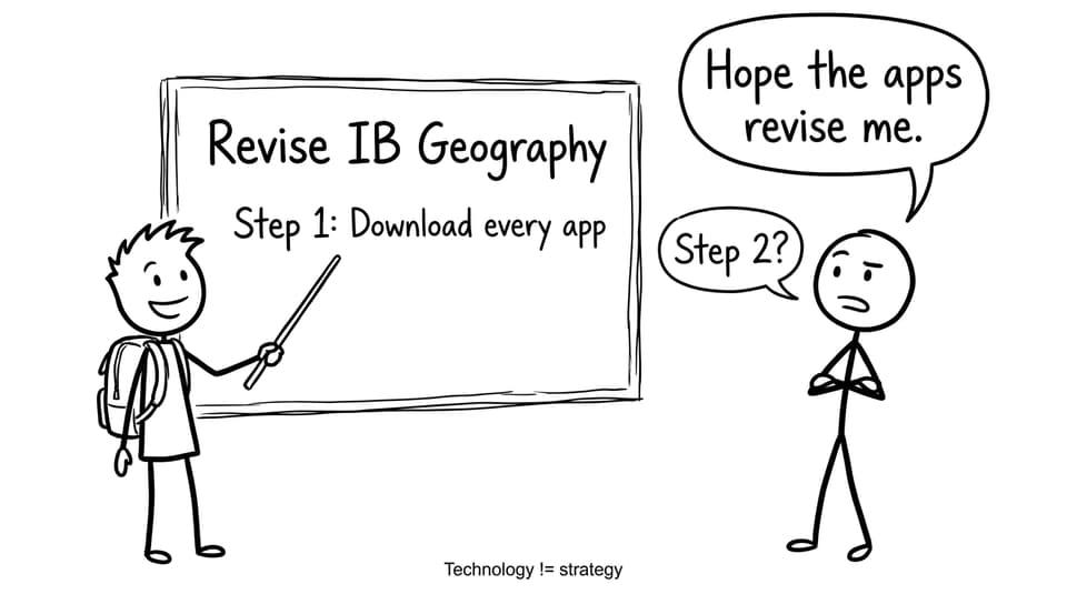 A student tries to revise with apps instead of strategy