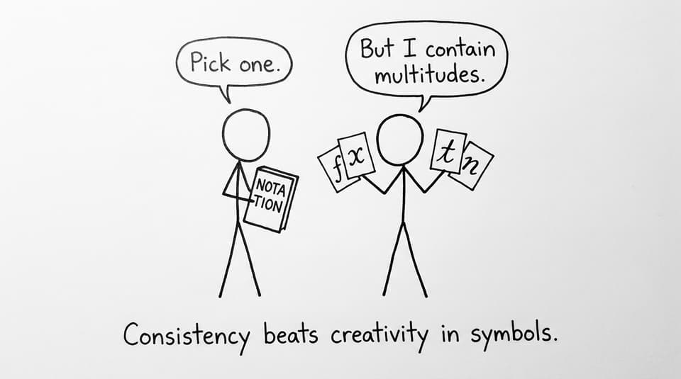Notation dictionary vs too many symbols