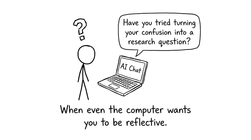 A laptop suggests turning confusion into a research question