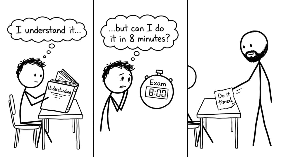 Understanding vs exam timer comic