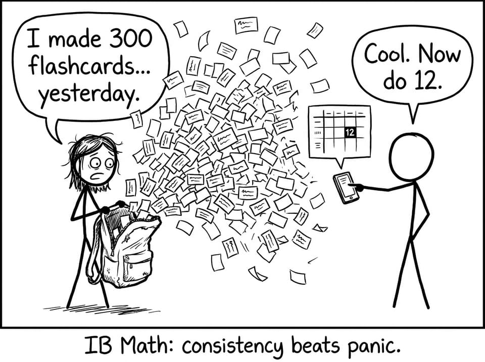 A backpack explosion of flashcards and a calm friend