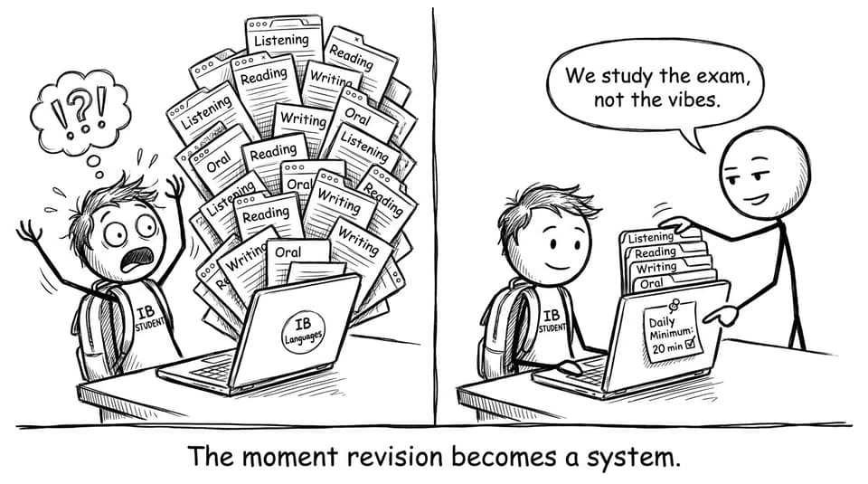 A funny IB Languages tab overload comic