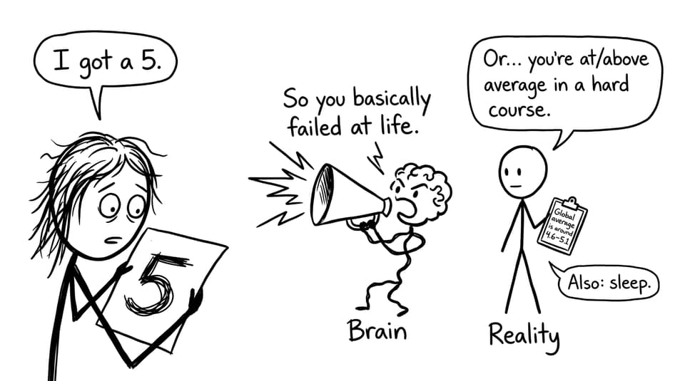 IB grade anxiety vs reality comic