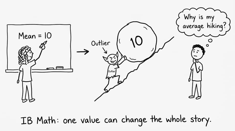 Stick-figure outlier dragging the mean uphill