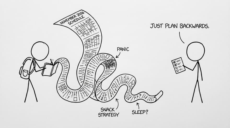 An IB student vs the unfolding schedule scroll