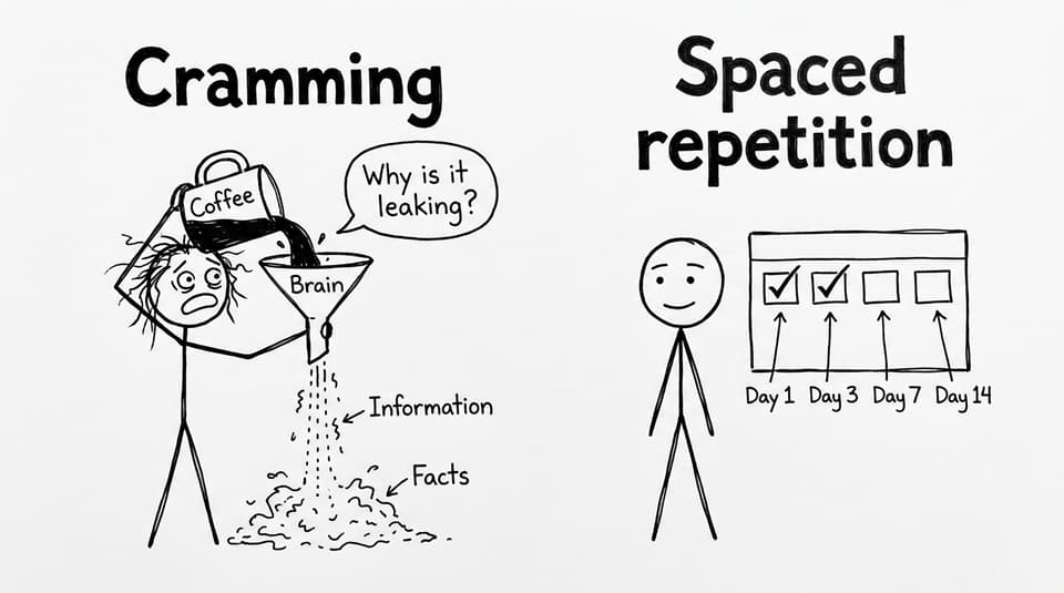 Spaced repetition vs cramming comic