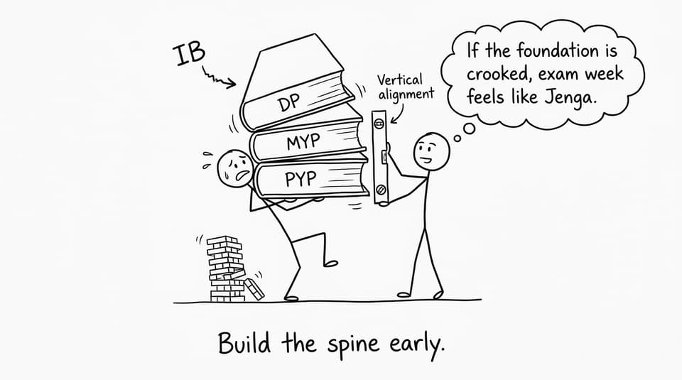 IB programs stacked like Jenga
