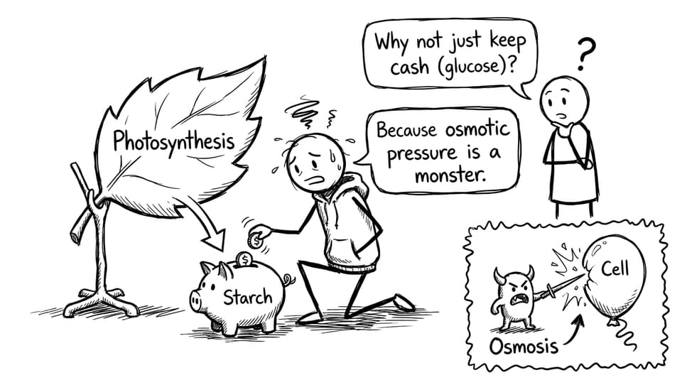 Starch vs glucose vs osmosis comic