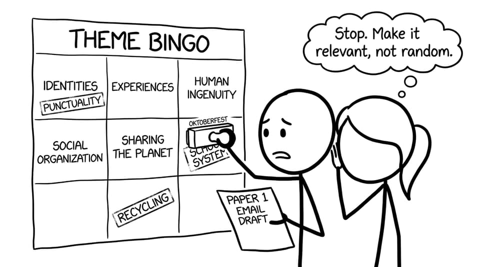 Theme bingo with cultural examples stamped in