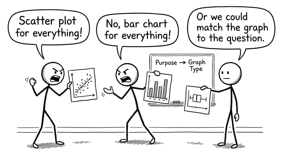 Three students argue about which graph to use