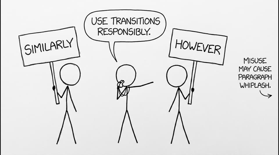 Comic about transitions: similarly vs however