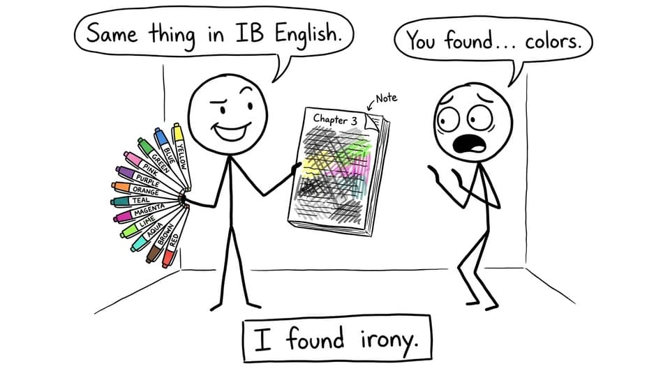 A student finds irony with too many highlighters