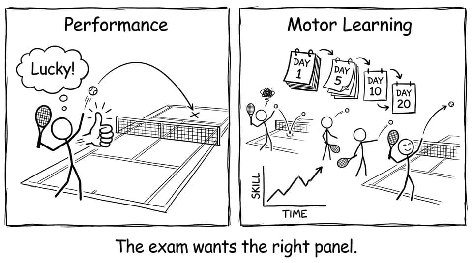 Performance vs motor learning panels