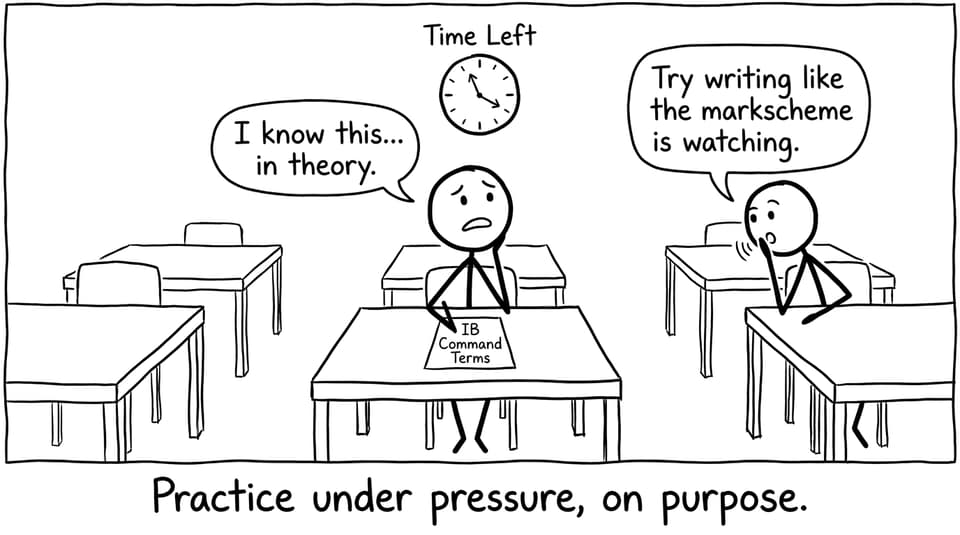 Stick-figure exam hall pressure