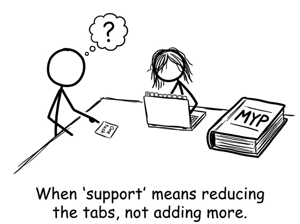 Parent helping reduce tabs during MYP study