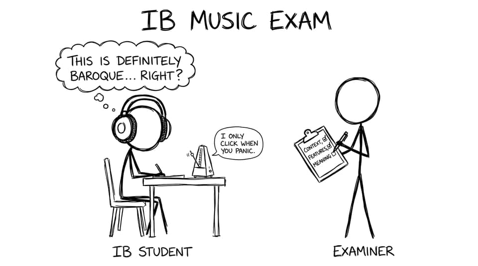 IB Music listening panic metronome comic