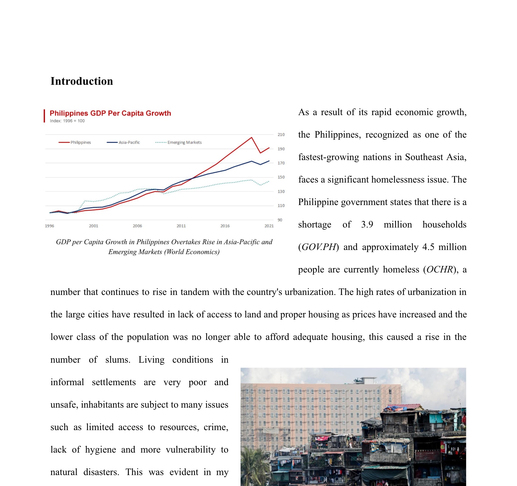 Verified Grade 7-filtered Global Politics SL exemplar on Philippine government housing projects, showing political context and personal rationale.
